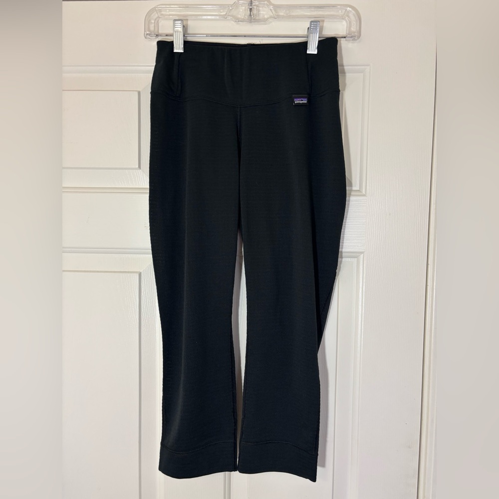Patagonia XS Base Layer Crop Legging Pants Black Capilene Polartec Thermal Wt